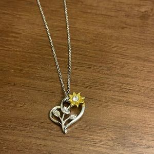 New Heart & Sunflower necklace adjustable chain